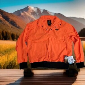 🦌NWT Vintage Browning Wind Shirt Blaze Orange Pullover Anorak Teflon® #301-400